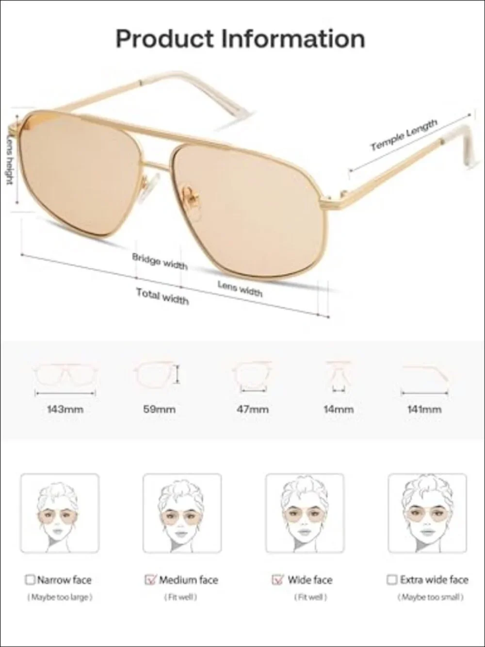 Retro Hexagon Aviator Sunglasses UV400 Metal Frame Full Frame